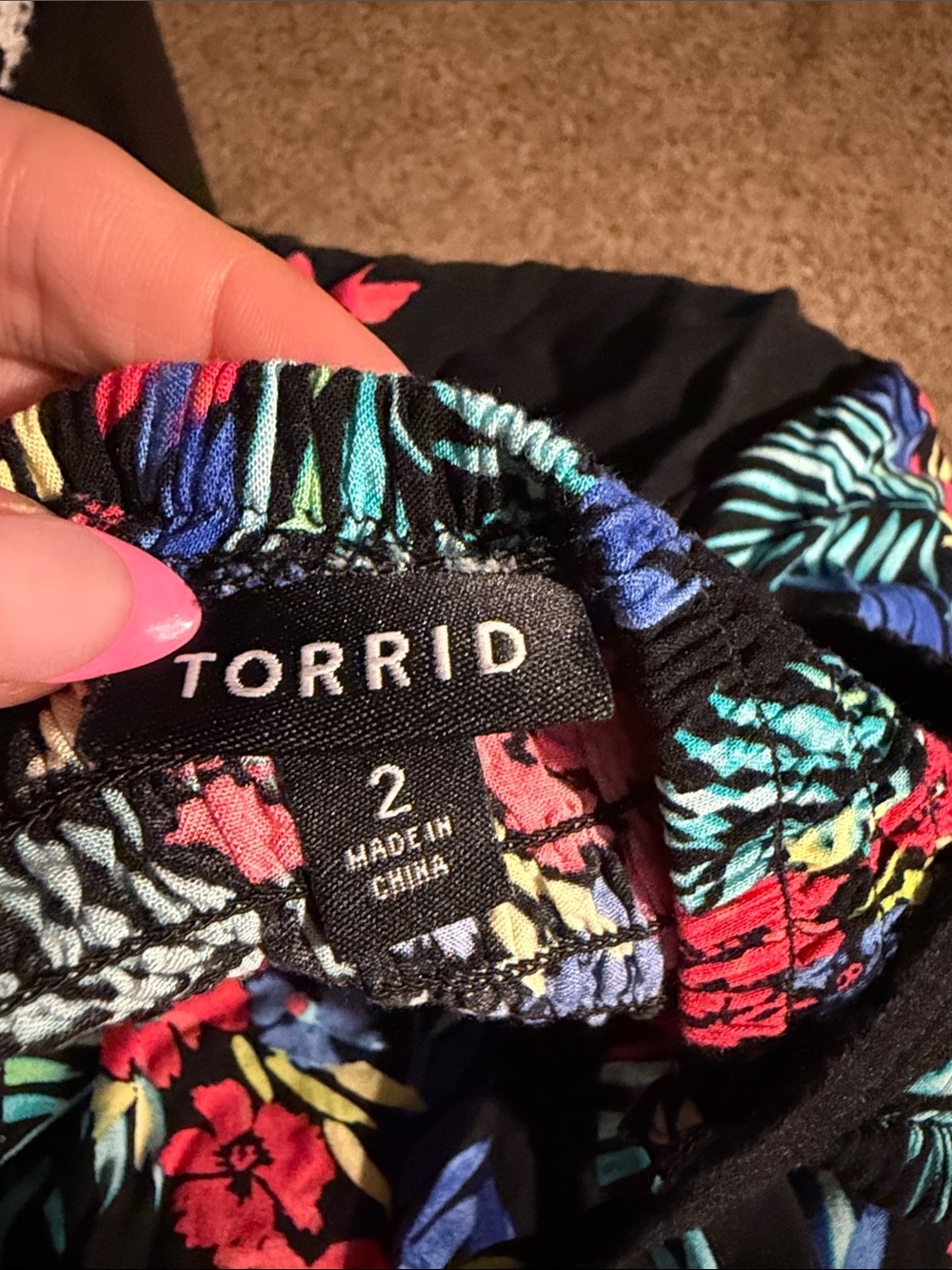 torrid Black Tropical Floral Midi Dress with Blue & Red Accents - Picture 4 of 7